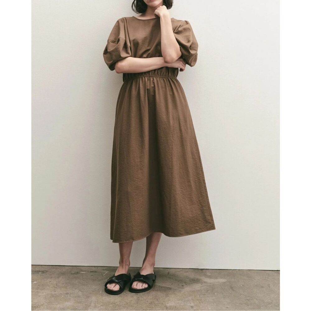 Mejiong Park size small brown balloon sleeve midi dress - NWT